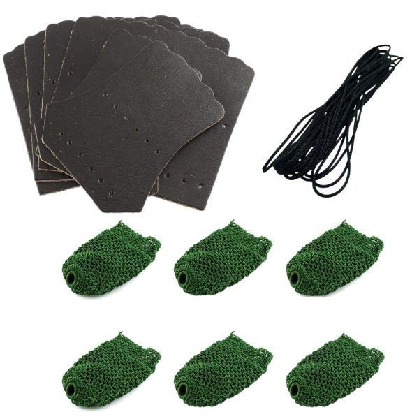 Thick Quality Deluxe Cotton Pool Snooker billiard Table Pockets GREEN Nets, Stitching Cord & Black LEATHERS