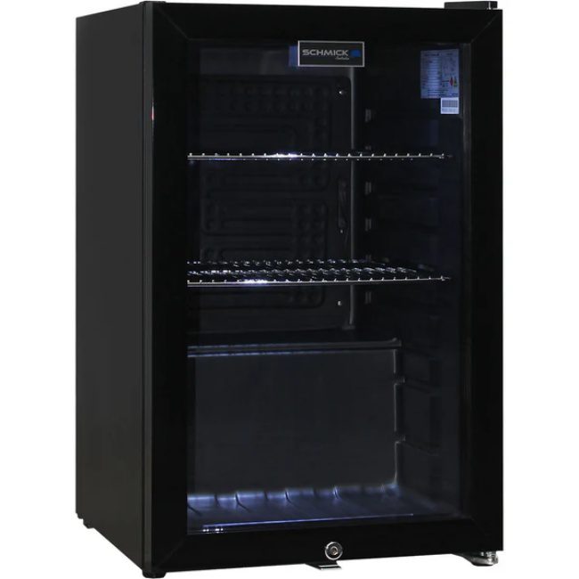 Schmick Black Tropical Double Glazed Glass Door 70 Litre Bar Fridge