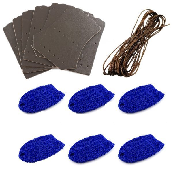 Thick Quality Deluxe Cotton Pool Snooker billiard Table Pockets BLUE Nets, Stitching Cord & Brown LEATHERS