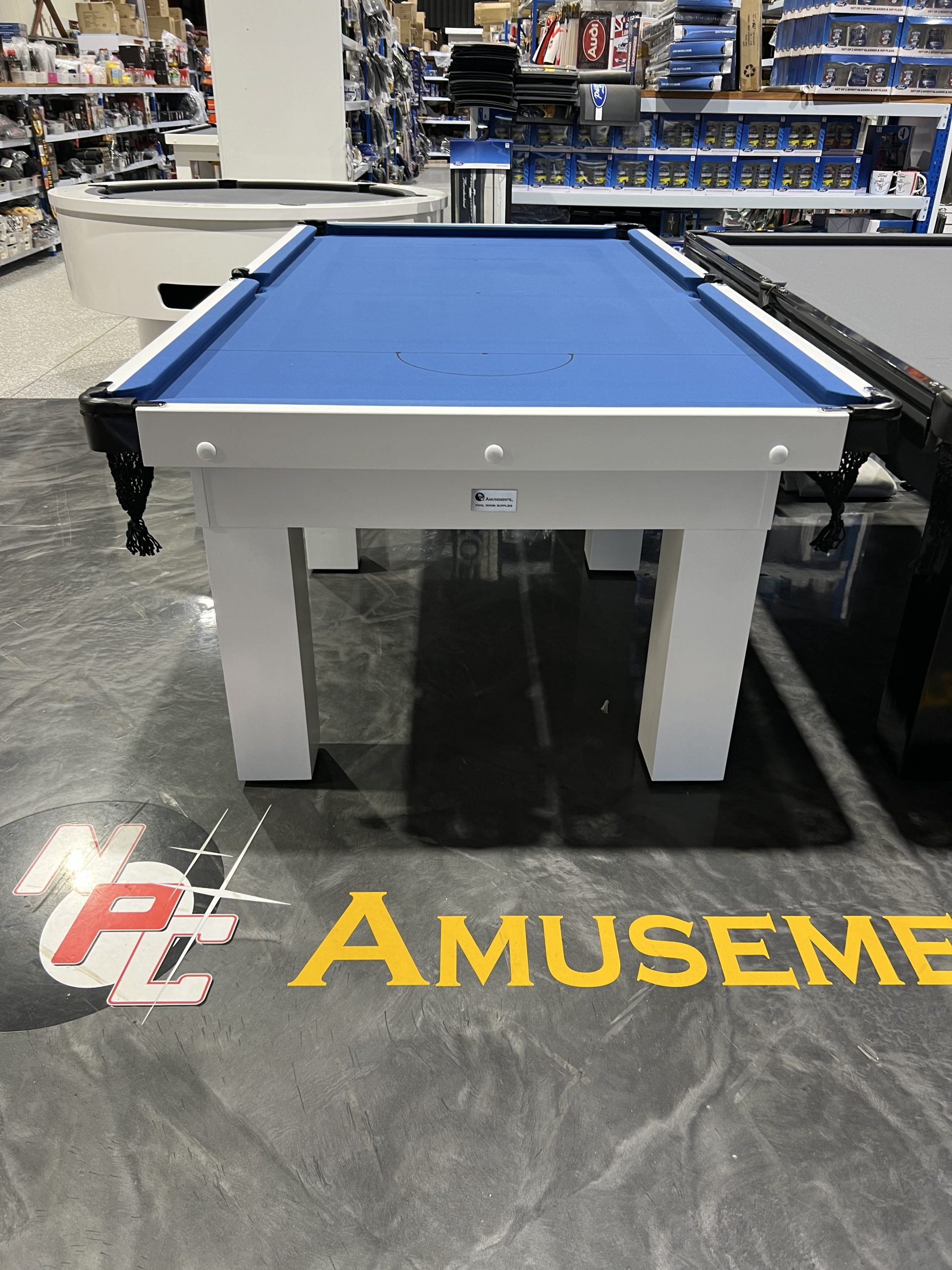 Standard Modern White Pool Snooker Billiard Table 8ft Slate Blue Felt 4 Standard Modern White Pool Snooker Billiard Table 8ft Slate Blue Felt - Image 4