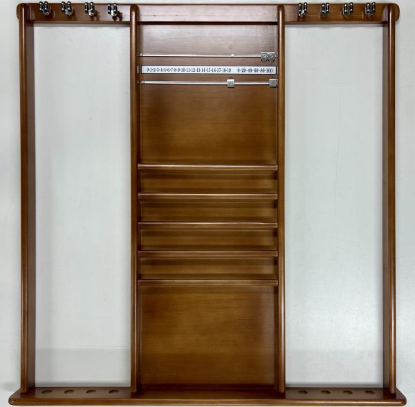Teak Pool Snooker Billiard Cue Stick Rack Holder Cues, Balls, Snooker Scoreboard