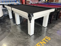 Standard Modern White Pool Snooker Billiard Table 8ft Black Felt