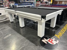 NPC Pool Table 9ft Classic White & Black Chrome pockets Black Felt American Style Pockets
