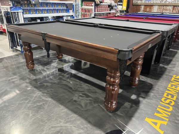 NPC Pool Table 7ft Walnut Black Chrome Fittings Black Felt Turned Legs