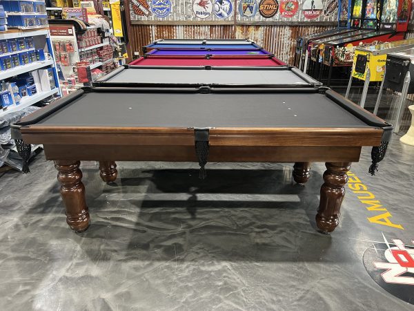 NPC Pool Table 7ft Walnut Black Chrome Fittings Black Felt Turned Legs - Image 2