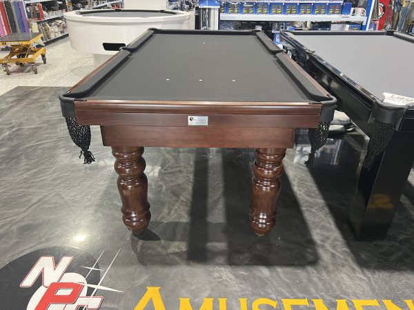 NPC Pool Table 7ft Walnut Black Chrome Fittings Black Felt Turned Legs - Image 3