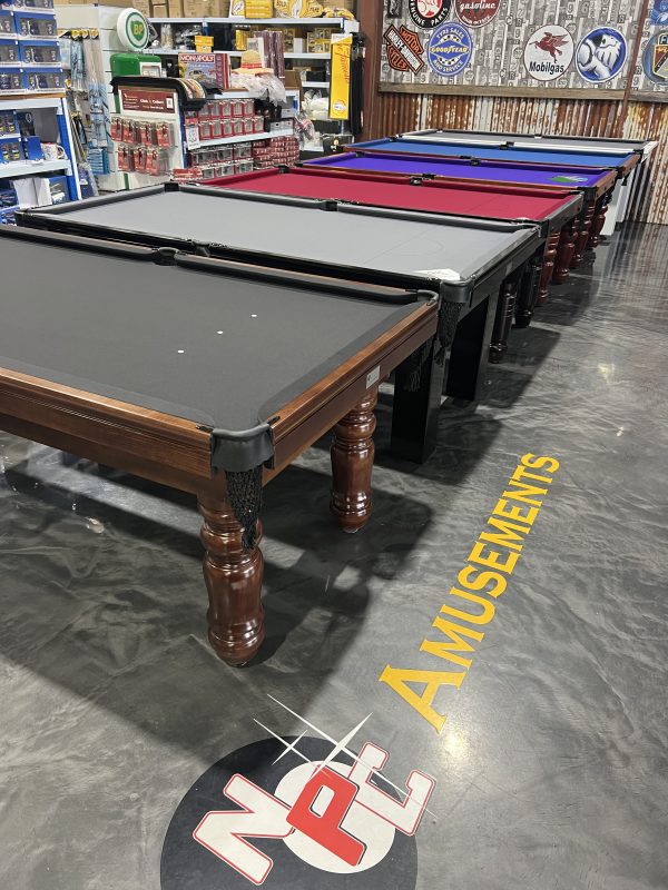 NPC Pool Table 7ft Walnut Black Chrome Fittings Black Felt Turned Legs - Image 4