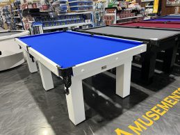 Standard Modern White Pool Snooker Billiard Table 8ft Royal Blue Felt