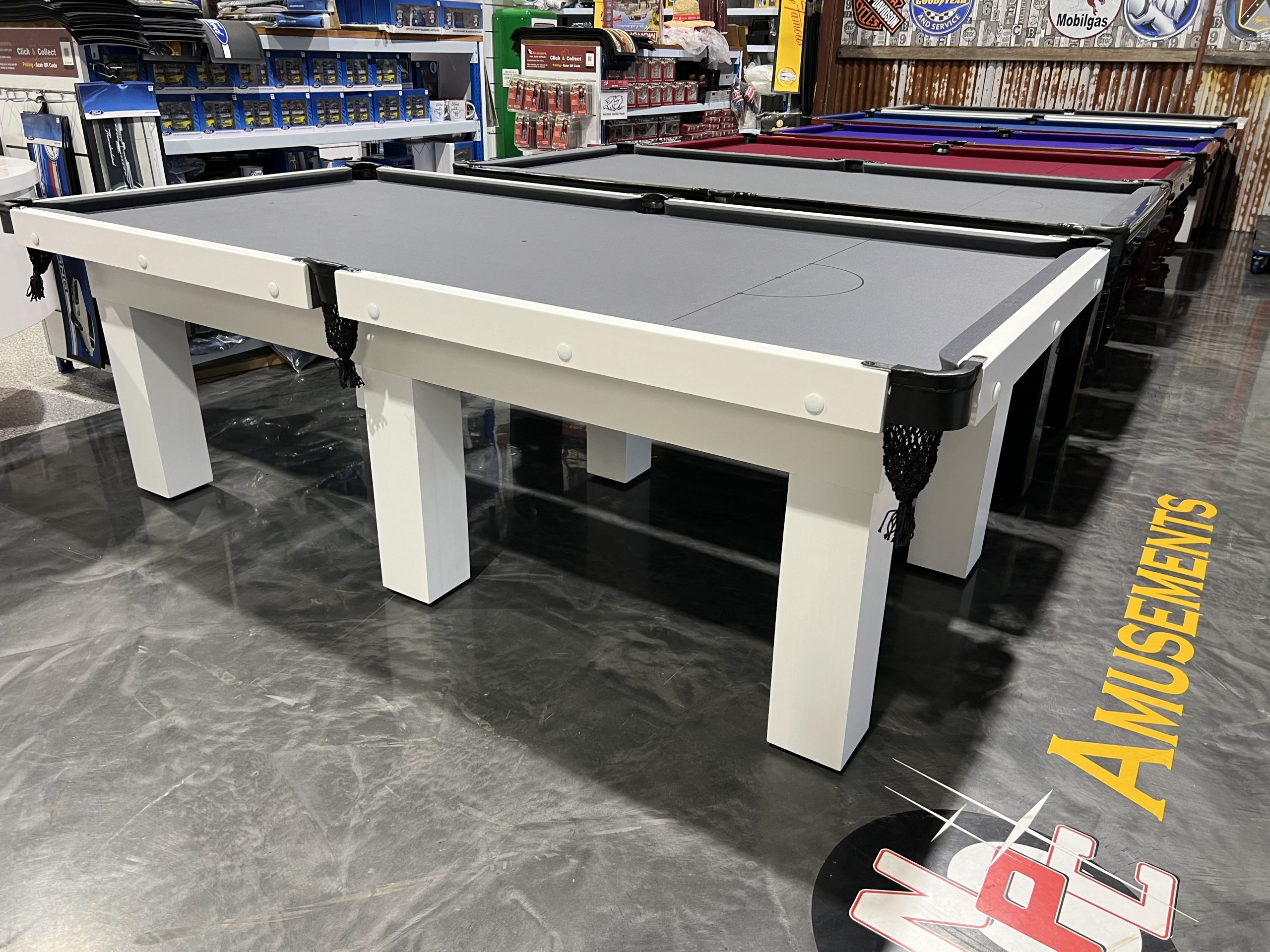 Standard Modern White Pool Snooker Billiard Table 8ft Charcoal Felt 3 Standard Modern White Pool Snooker Billiard Table 8ft Charcoal Felt - Image 3