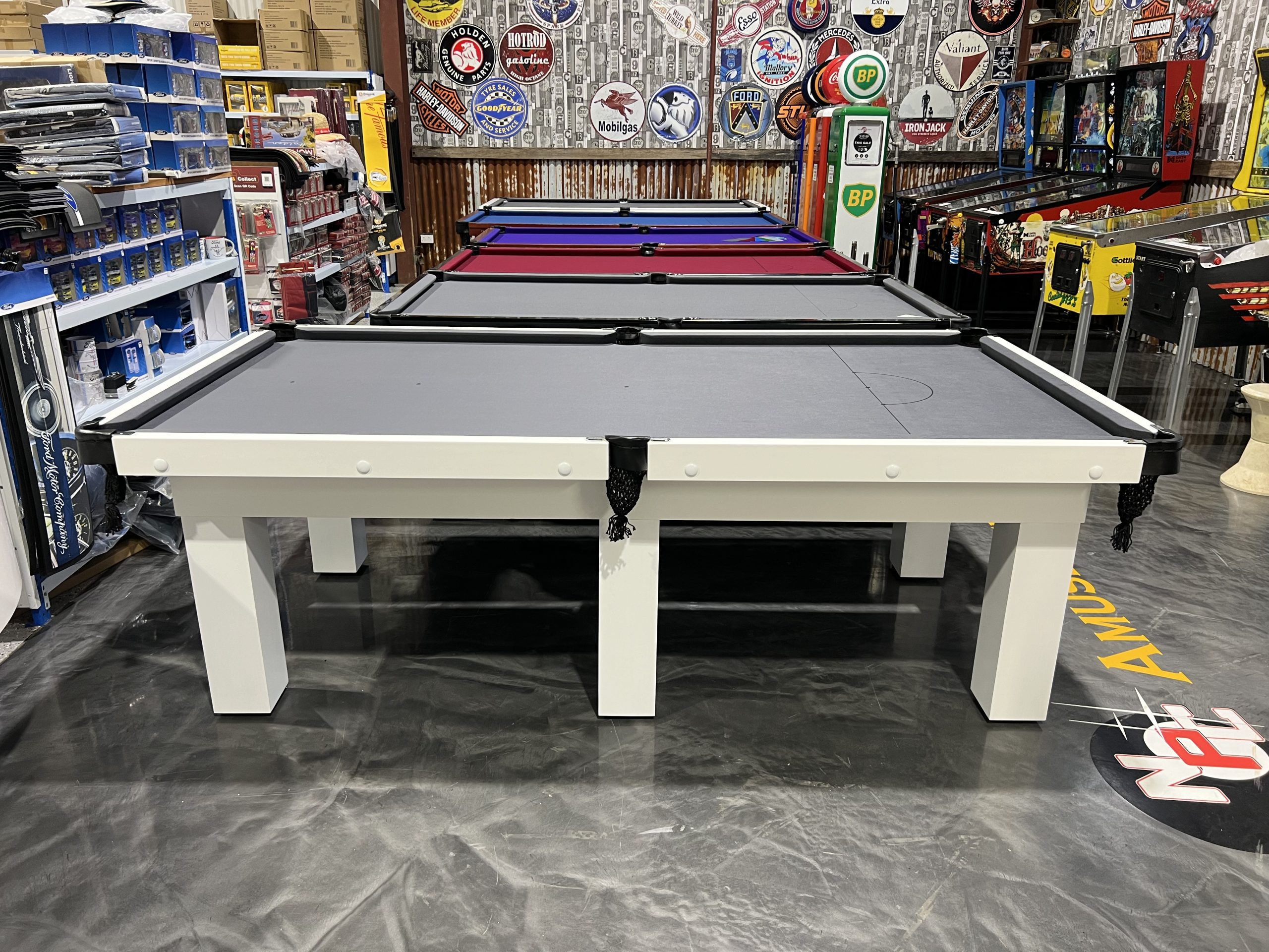 Standard Modern White Pool Snooker Billiard Table 8ft Charcoal Felt 5 Standard Modern White Pool Snooker Billiard Table 8ft Charcoal Felt - Image 5
