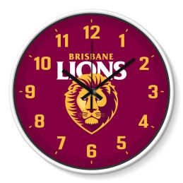 Brisbane Lions AFL 30cm Team Logo Wall Clock