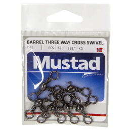 Mustad Barrel 3 Way Cross Swivel Sizes 10 to 2/0