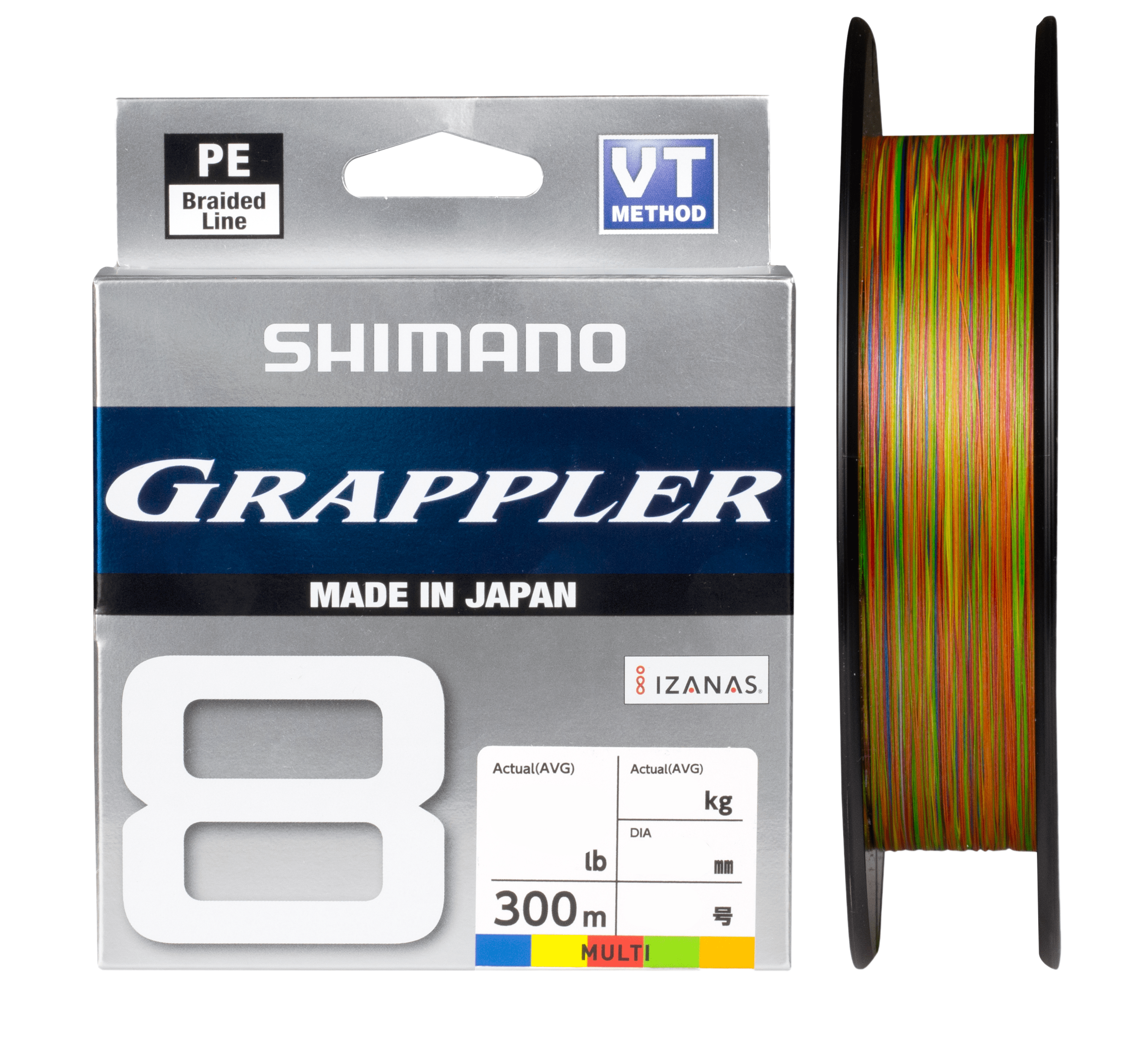 Shimano Grappler 8 PE Braided Fishing IZANSAS Fibres Line 300m Spool 16lb to 134lb - PE 0.8 - 16lb x 300m