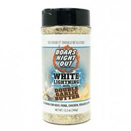 Boars Night Out White Lightning Double Garlic Butter BBQ Rub 346g - Premium Garlic Butter Seasoning for Steak, Chicken, Pork, Seafood & Veggies