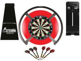 Target Darts OMNI Full Set Up Includes Tex Darts Titan Dart Board, Red Surround, Target Connect Tablet Holder, Formula Sport Dart Mat + Darts