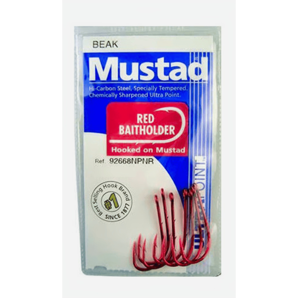 Mustad Red Baitholder Pre Pack Chemically Sharpened Fishing Hook Sizes 12 to 4/0 1 Mustad Red Baitholder Pre Pack Chemically Sharpened Fishing Hook Sizes 12 to 4/0