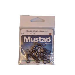 Mustad Rolling Round Eye Swivel Pre Pack Fishing Terminal Tackle Sizes 14 to 2