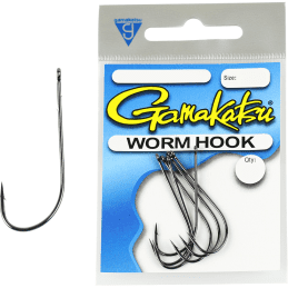 Gamakatsu Worm Black Fishing Hooks 25 Pack Sizess 6 to 5/0