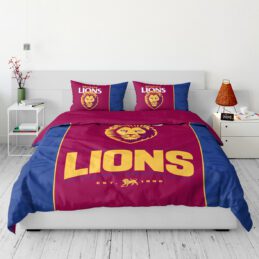 Brisbane Lions AFL Team Logo Double Quilt Cover Set