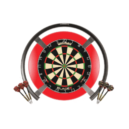 Target Darts OMNI, Winmau Blade 6 Dart Board, Red Surround, + Darts