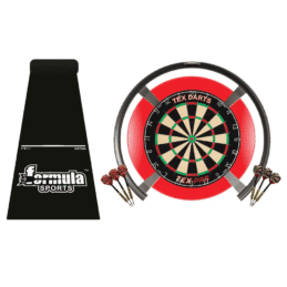 Target Darts OMNI TEX PRO Dart Board, Red Surround, Dart Mat + Darts