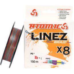 Atomic Linez Braid Fishing Line 8X Multi Colour 150m Ultra Japanese Fibres