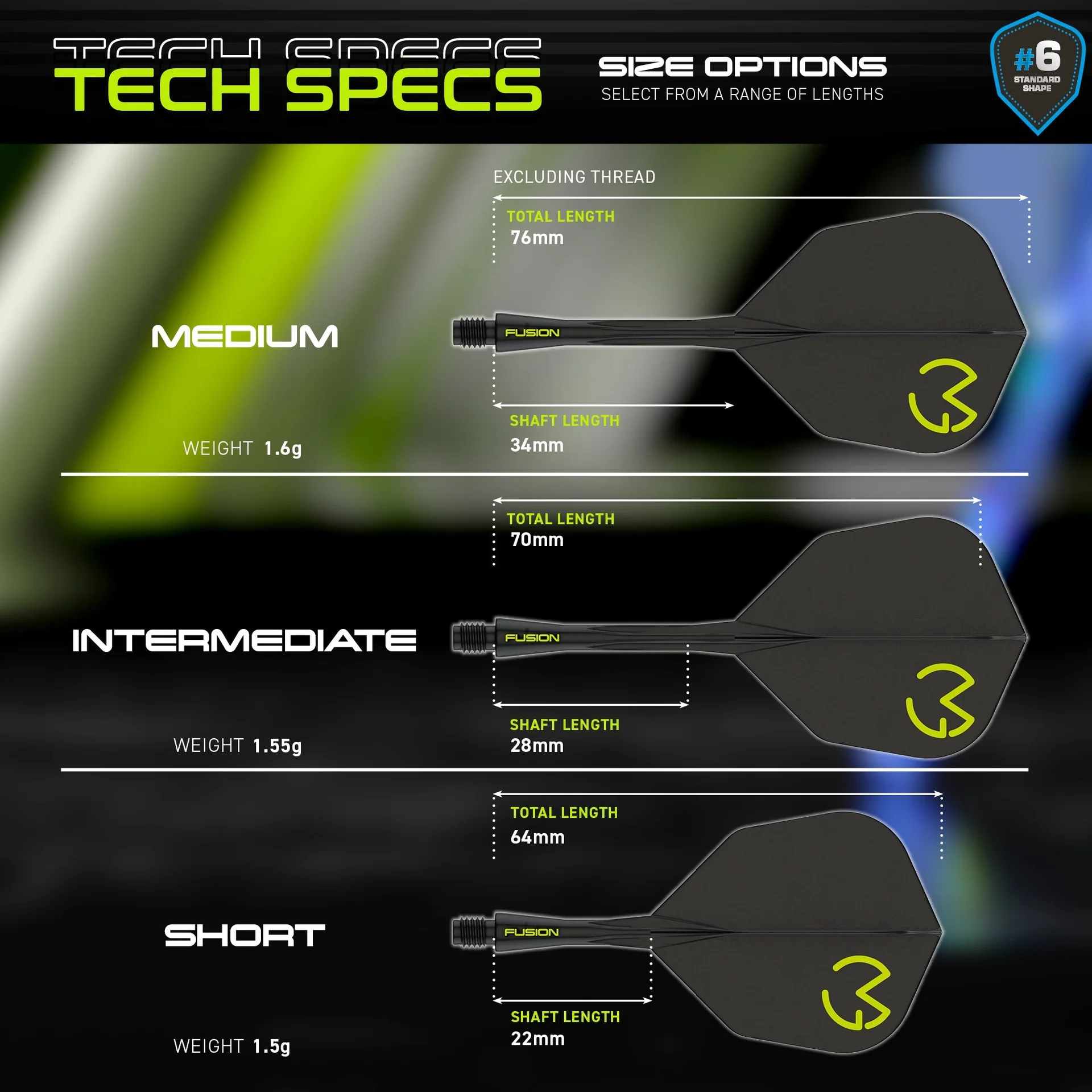 Winmau Fusion #6 Integrated Flight and Shaft Black - Image 2