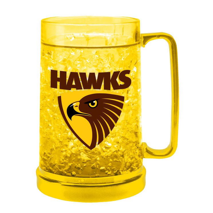 Hawthorn Hawks AFL Aussie Rules Coloured Ezy Freeze Beer Stein Frosty Mug Cup 1 Hawthorn Hawks AFL Aussie Rules Coloured Ezy Freeze Beer Stein Frosty Mug Cup