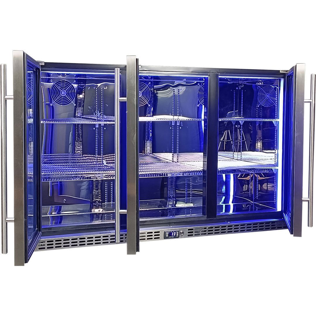 Schmick 3 Door Quiet Running Stainless Steel Glass Door Bar Fridge - Image 4