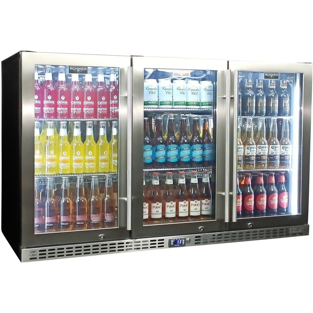 Schmick 3 Door Quiet Running Stainless Steel Glass Door Bar Fridge - Image 8