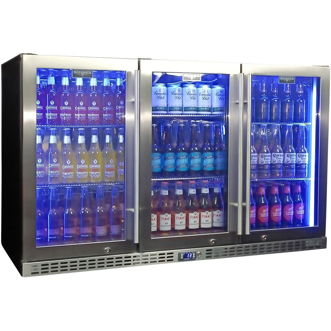 Schmick 3 Door Quiet Running Stainless Steel Glass Door Bar Fridge - Image 2
