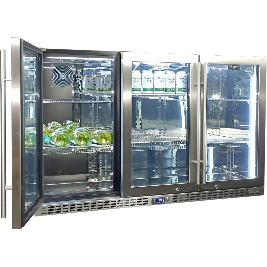 Schmick 3 Door Quiet Running Stainless Steel Glass Door Bar Fridge - Image 9