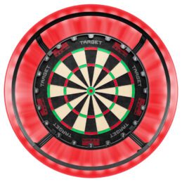 Target Darts TOR Dart Board + Red Surround + Corona Light + Darts Set