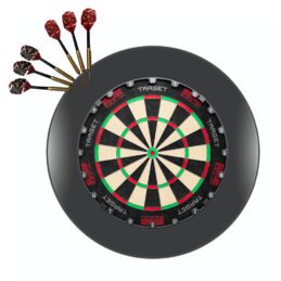 Target Darts TOR Dart Board + Formula Black Surround + Darts Set