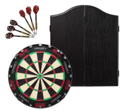 Target Darts TOR Dart Board + Winmau Black Cabinet + Darts Set