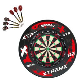 Target Darts TOR Dart Board + Winmau Retro Red Surround + Darts Set