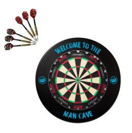 Target Darts TOR Dart Board + Winmau Man Cave Surround + Darts