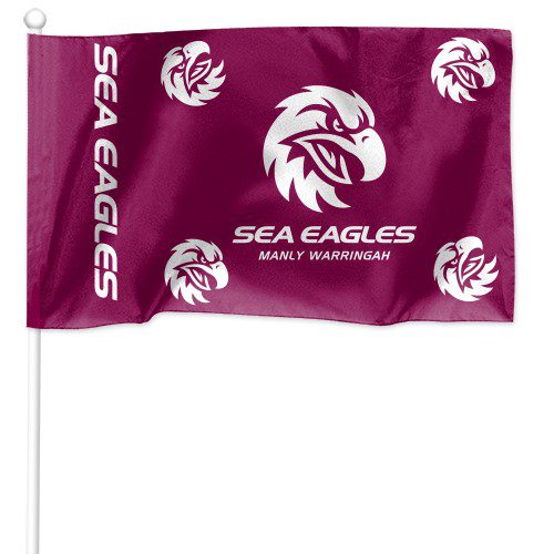 Manly Warringah Sea Eagles NRL Kids Pole Game Day Flag Banner 1 Manly Warringah Sea Eagles NRL Kids Pole Game Day Flag Banner