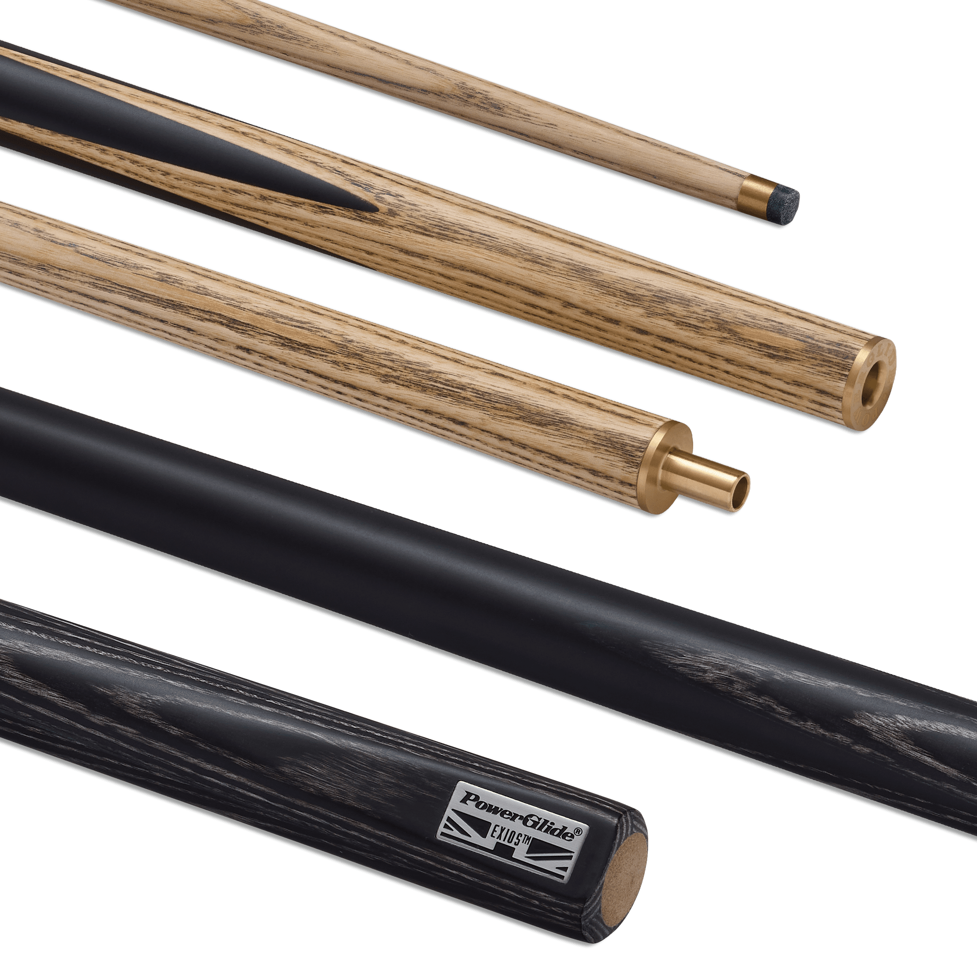 PowerGlide BLACK Exios 2 Piece 9.5mm Tip Ash Pool Snooker Billiard Cue 18oz 1 PowerGlide BLACK Exios 2 Piece 9.5mm Tip Ash Pool Snooker Billiard Cue 18oz