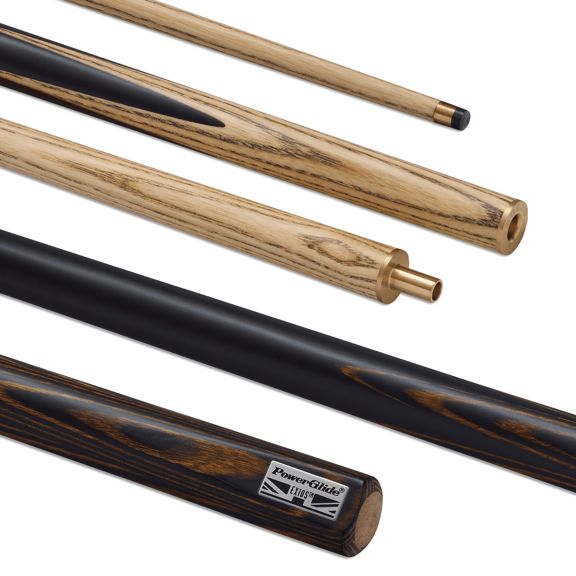 PowerGlide BROWN Exios 2 Piece 9.5mm Tip Ash Pool Snooker Billiard Cue 18oz