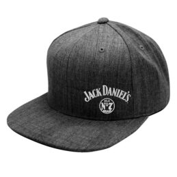 Jack Daniels Embroidered Charcoal Logo Flat Peak Cap Hat