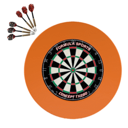 Formula TX290 Bristle Dart Board + Winmau Plain Orange Surround + Darts Set