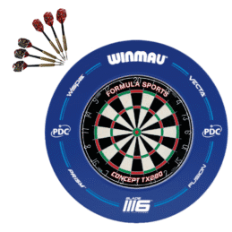 Formula TX290 Bristle Dart Board + Winmau PDC Blue Surround + Darts Set