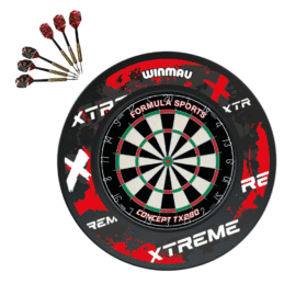 Formula TX290 Bristle Dart Board + Winmau Xtreme Red Retro Surround + Darts Set