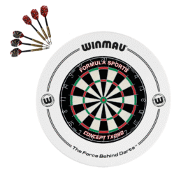 Formula TX290 Bristle Dart Board + Winmau Printed White Surround + Darts Set