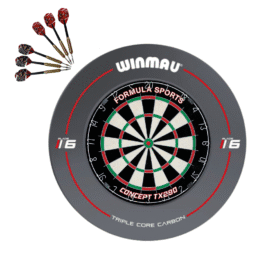 Formula TX290 Bristle Dart Board + Winmau Blade 6 Grey Dartboard Surround