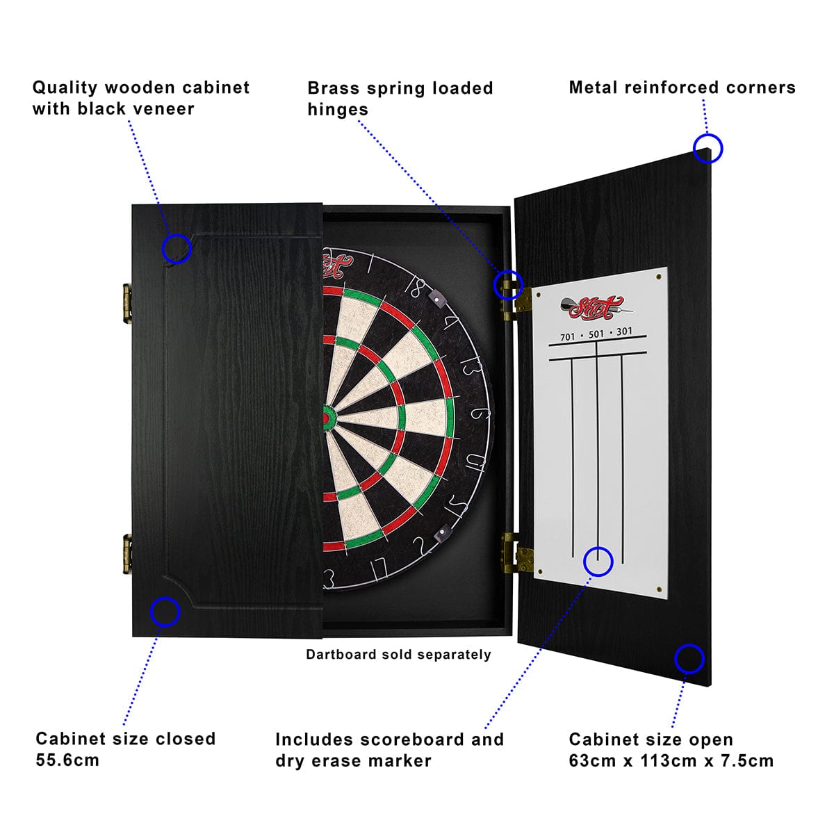 WINMAU PDS Diamond Plus Dartboard + Shot Darts Quantum Cabinet + Darts Set 7 WINMAU PDS Diamond Plus Dartboard + Shot Darts Quantum Cabinet + Darts Set - Image 7