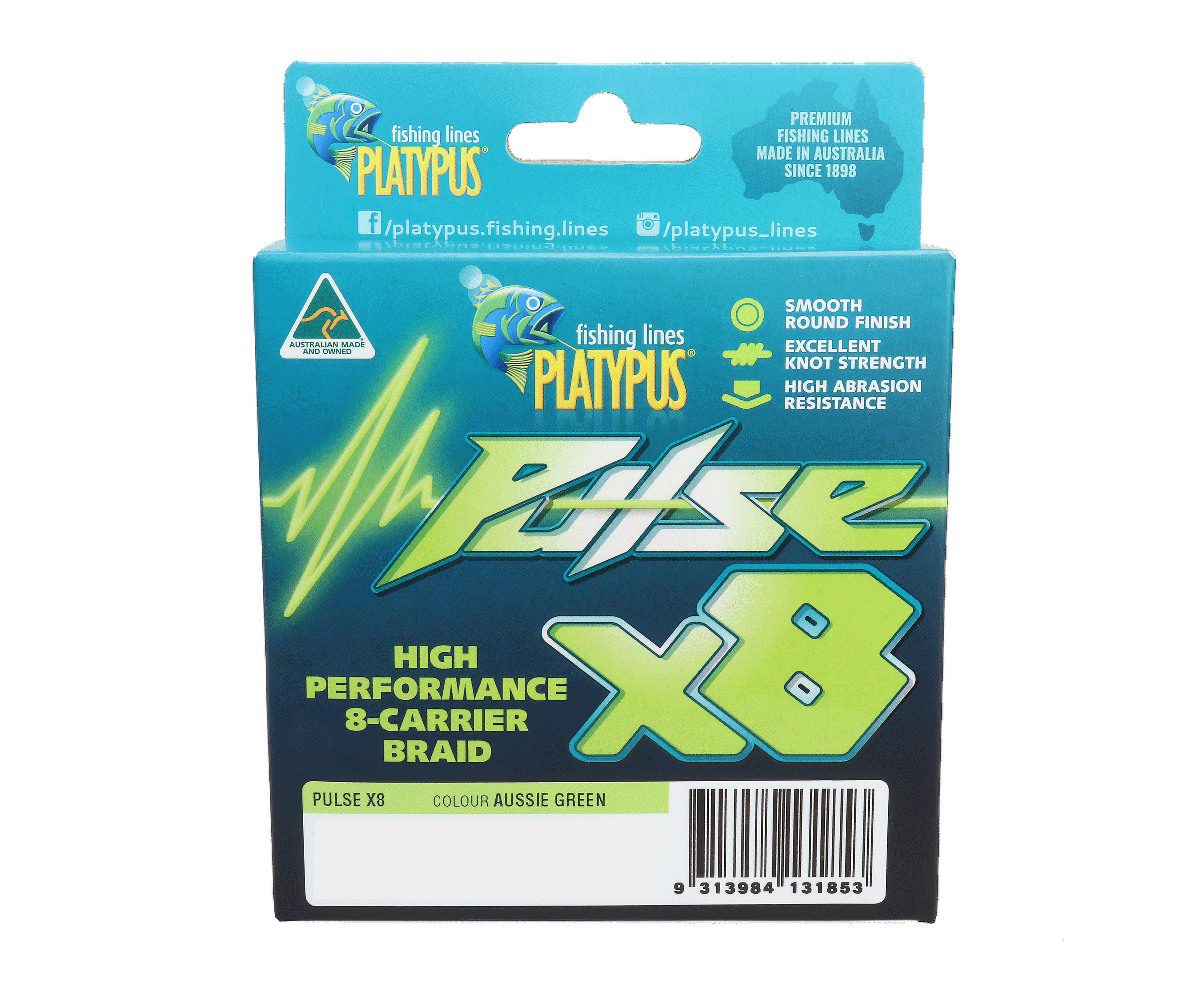 Platypus Pulse X8 Braid Green 150M 6lb to 80lb Australian Made Fishing Line 1 Platypus Pulse X8 Braid Green 150M 6lb to 80lb Australian Made Fishing Line