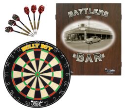 Shot Darts Michael Smith Bully Boy Dart Board + Battlers Bar Cabinet + Darts