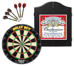 Shot Darts Michael Smith Bully Boy Dart Board + Winmau Budweiser Cabinet + Darts